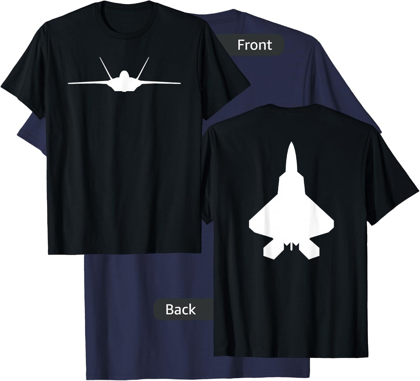 F 22 Raptor Fighter Jet Aircraft Silhouette T-Shirt - T-Shirt | Navy