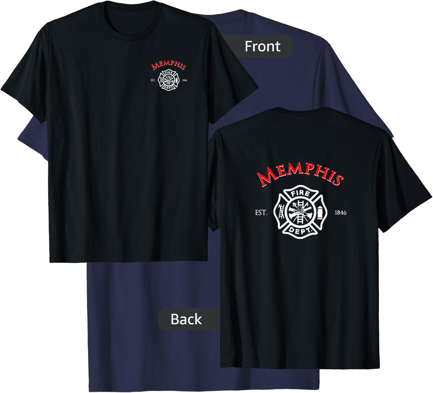 City of Memphis Fire Rescue Tennessee Firefighter T-Shirt - T-Shirt | Navy