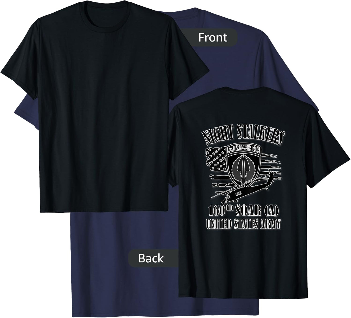 U.S. Army 160th SOAR- Airborne (Back Design) T-Shirt - T-Shirt | Navy