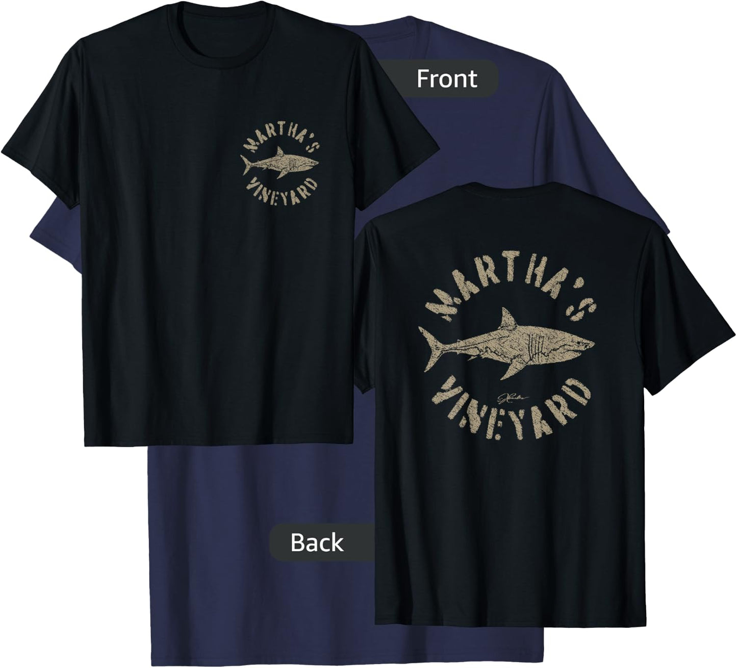 JCombs: Martha's Vineyard, MA, Great White Shark T-Shirt - T-Shirt | Navy