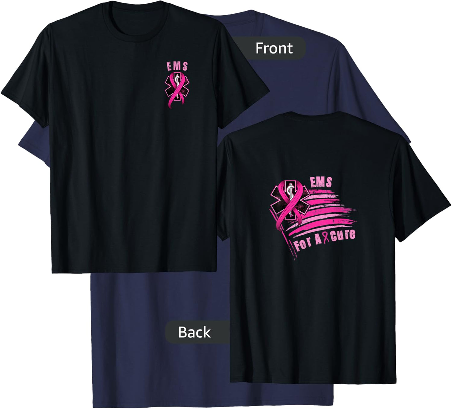 EMS for a cure, breast cancer awareness T-Shirt - T-Shirt | Navy