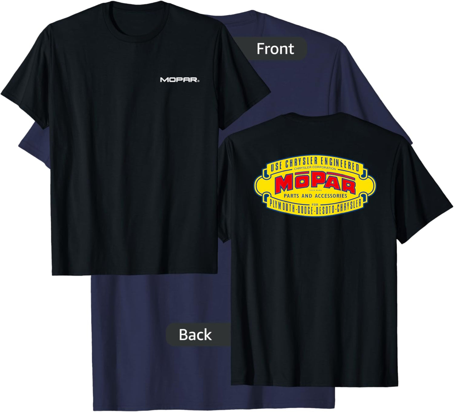 Mopar Vintage 1937-1947 Logo (Front/Back Print) T-Shirt - T-Shirt | Navy