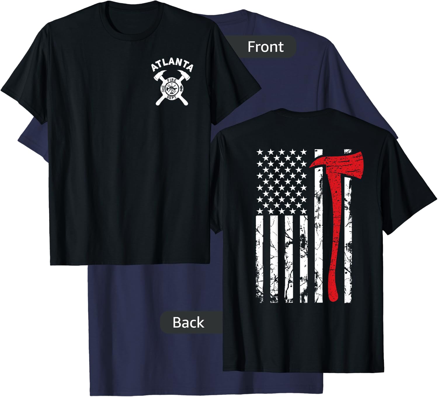 City Of Atlanta Fire Department Georgia Firefighter T-Shirt - T-Shirt | Navy