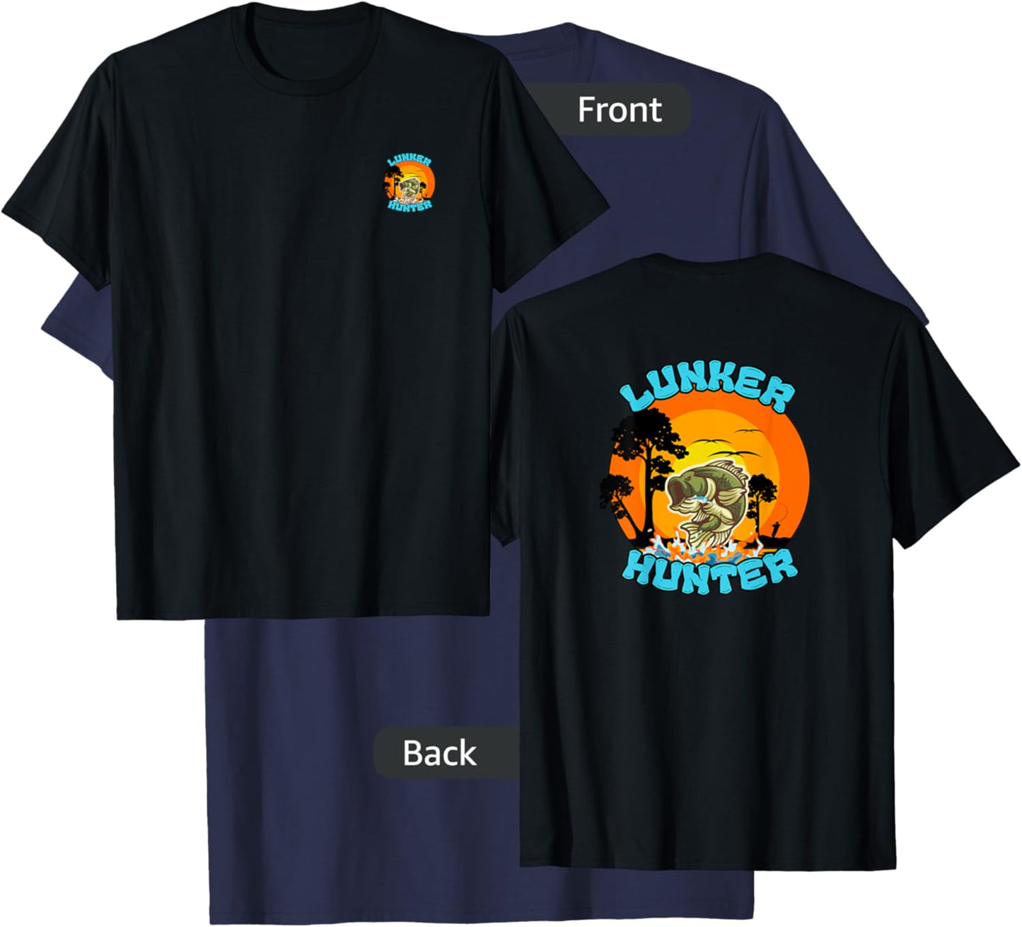 Bass Fishing Lunker Hunter Fisherman T-Shirt - T-Shirt | Navy