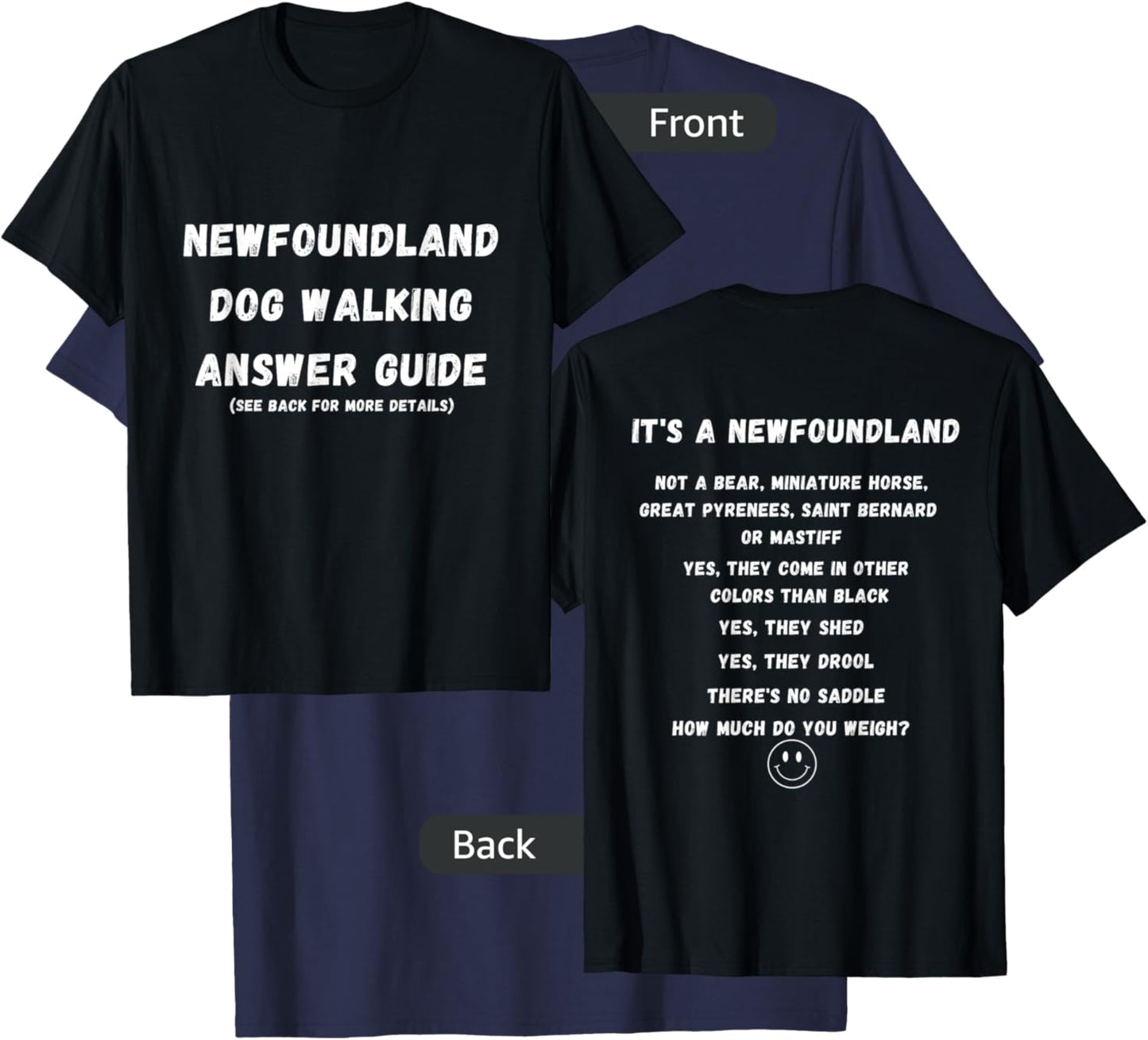 Funny Newfoundland Dog Walking Answer Guide T-Shirt - T-Shirt | Navy