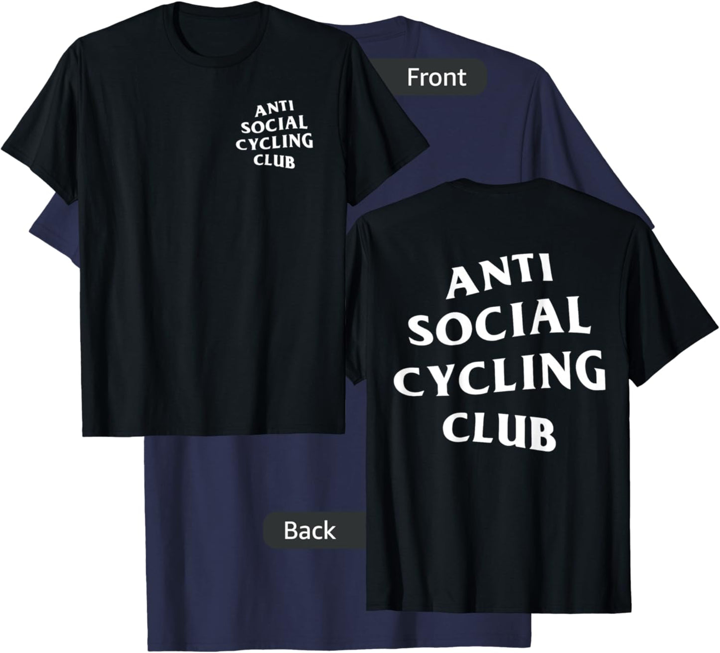 Anti Social Cycling Club: White Logo (Front + Back) T-Shirt - T-Shirt | Navy