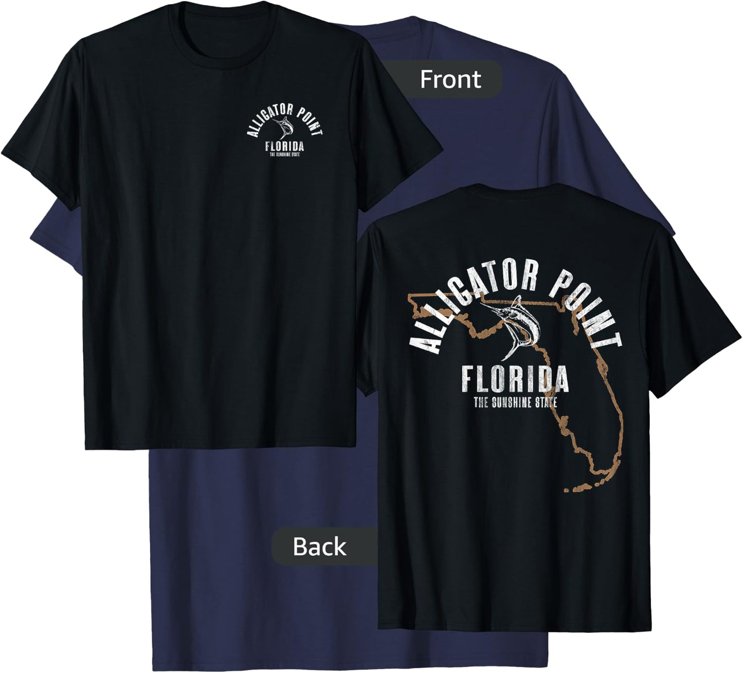 Alligator Point Florida Beach FL Vintage Beach Front & Back T-Shirt - T-Shirt | Navy