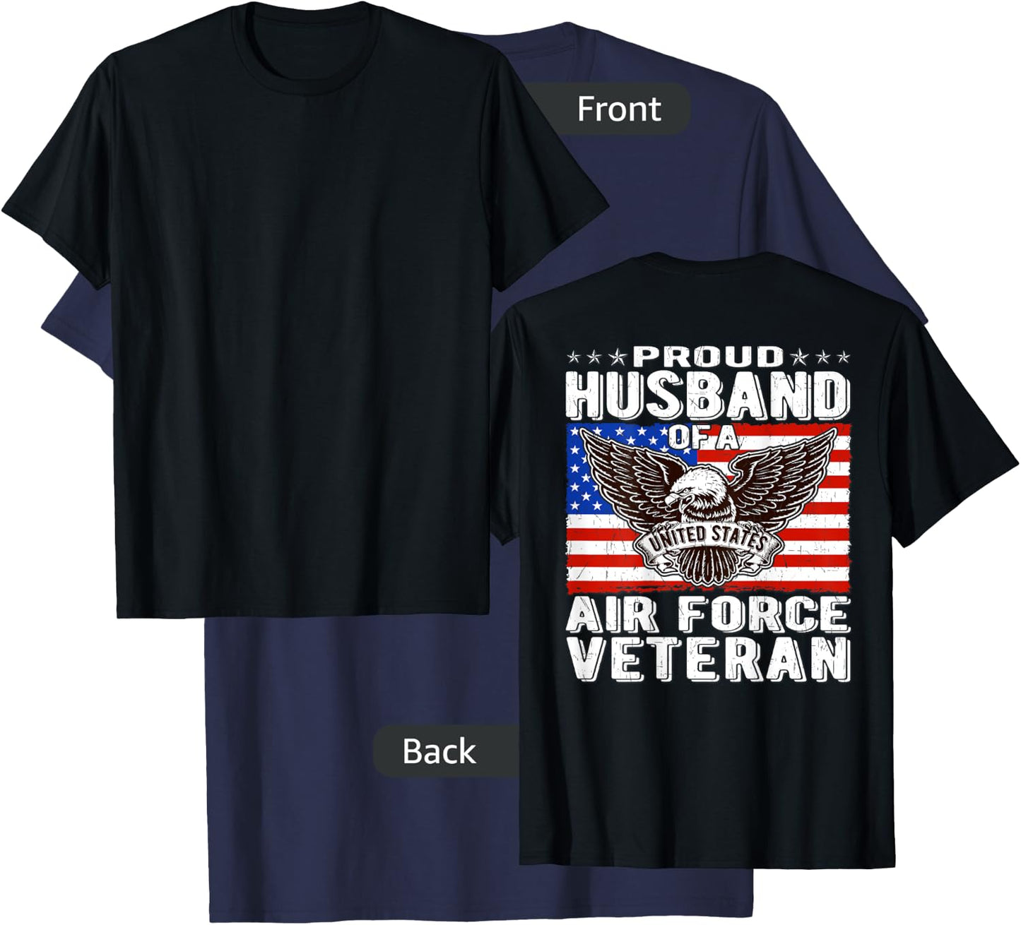 Proud Husband Of Air Force Veteran Patriotic Military Spouse T-Shirt - T-Shirt | Navy