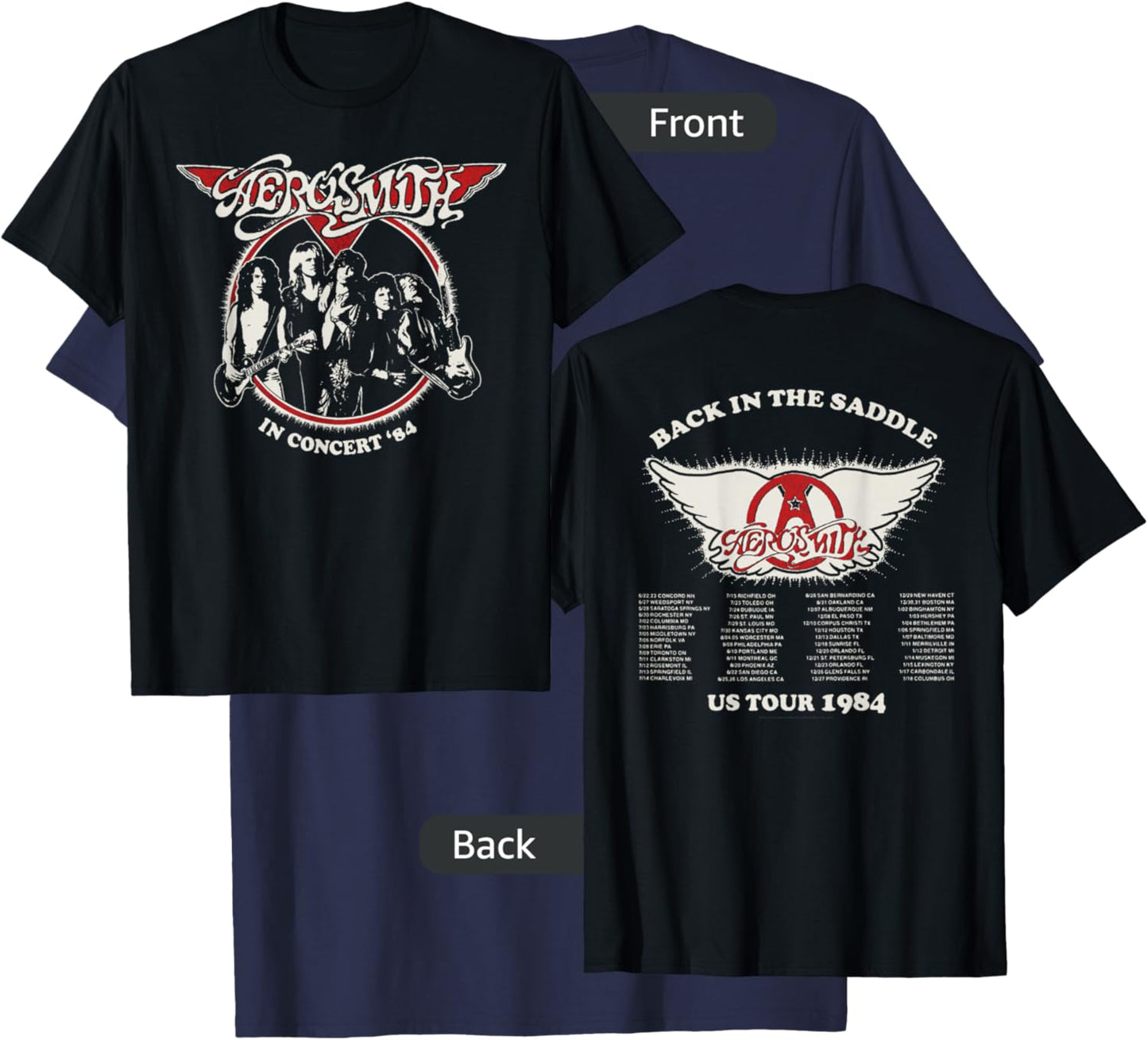 Aerosmith Amazon Exclusive - Back in The Saddle 1984 Tour T-Shirt - T-Shirt | Navy