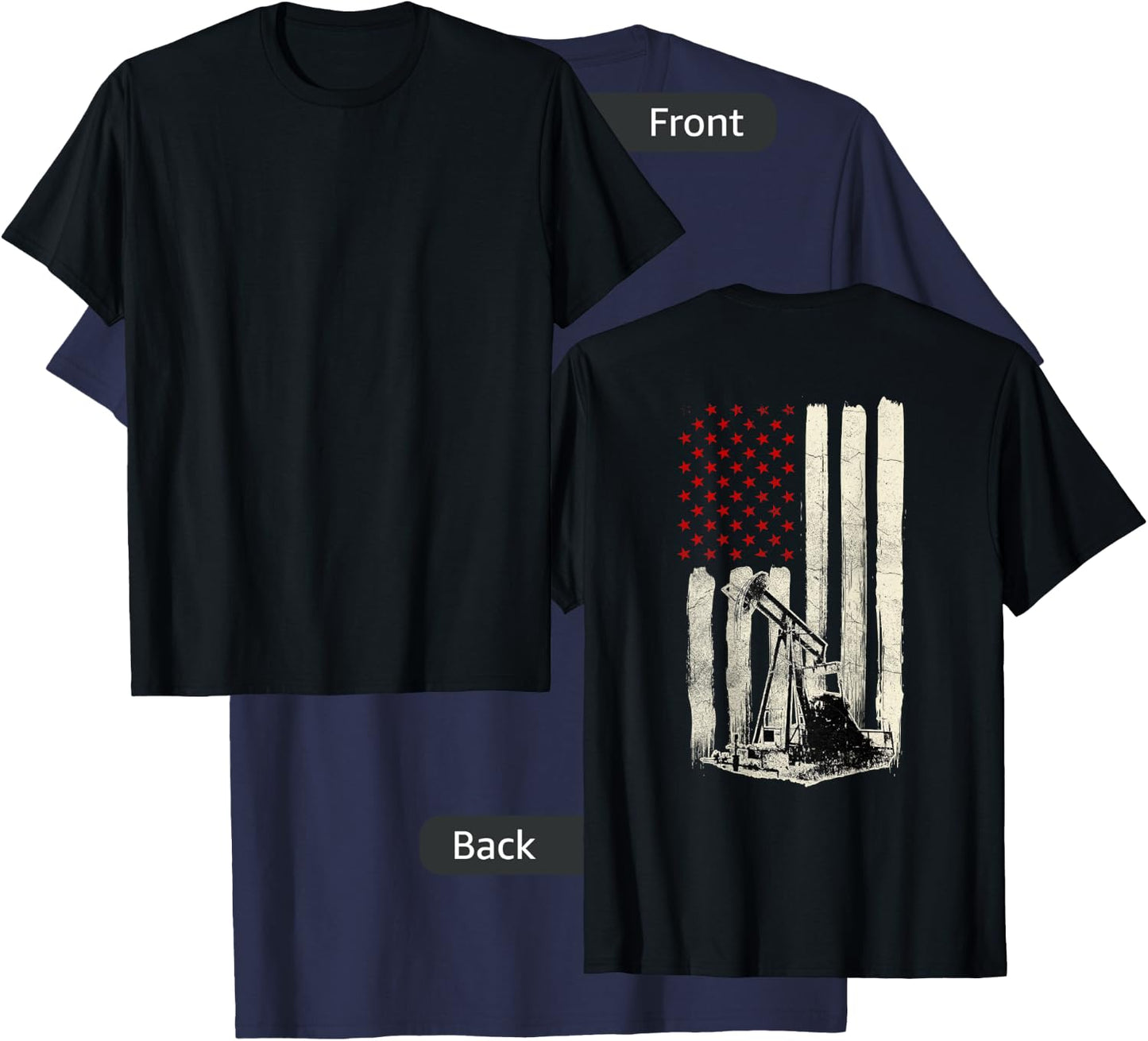 Oilfield Workers Oil Rig Roughneck Design On Back T-Shirt - T-Shirt | Navy