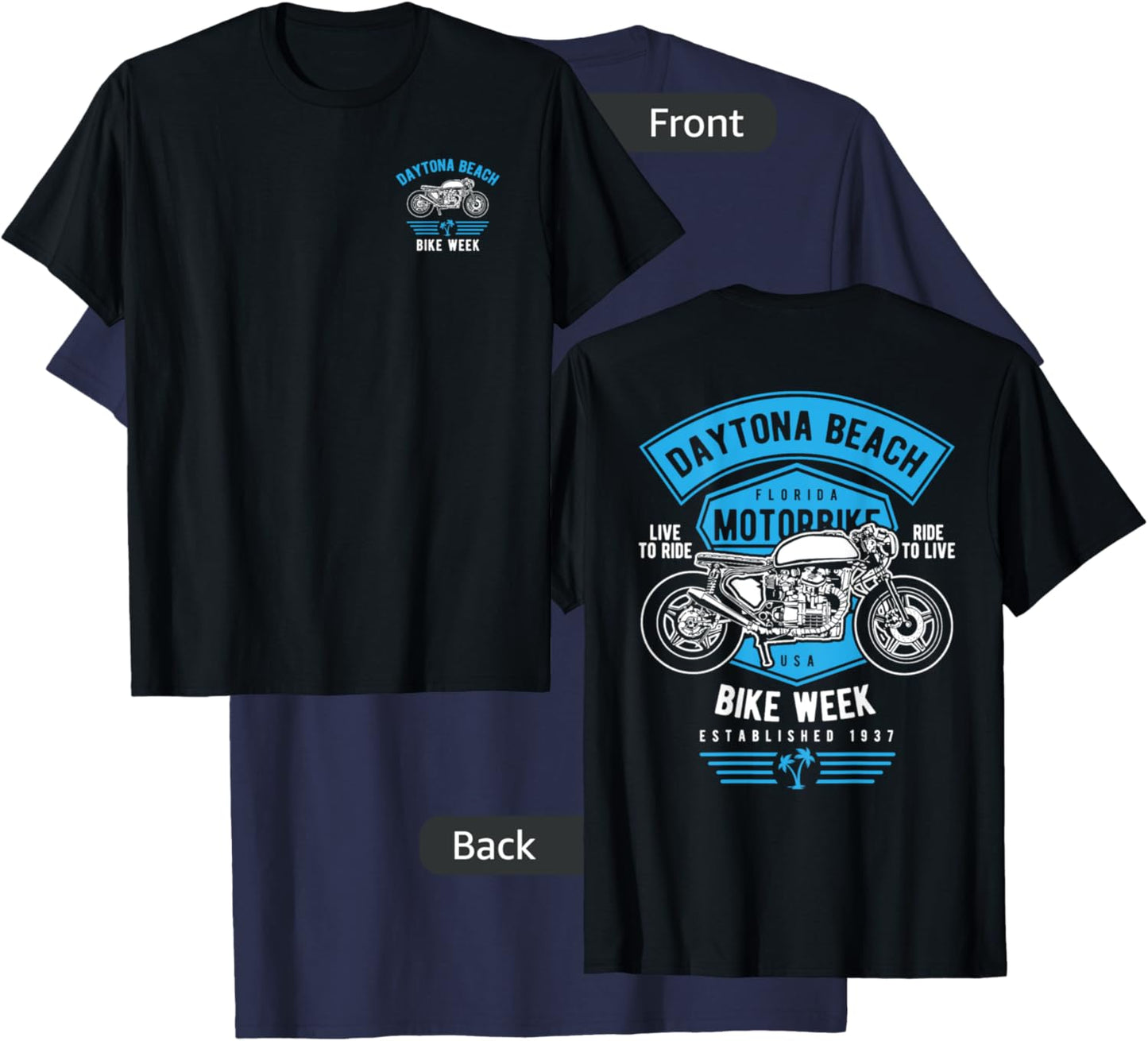 Daytona Beach Bike Week Retro Motorcycle Design Men Women Kids T-Shirt - T-Shirt | Navy