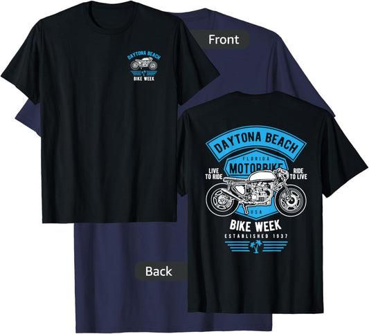 Daytona Beach Bike Week Retro Motorcycle Design Men Women Kids T-Shirt - T-Shirt | Navy