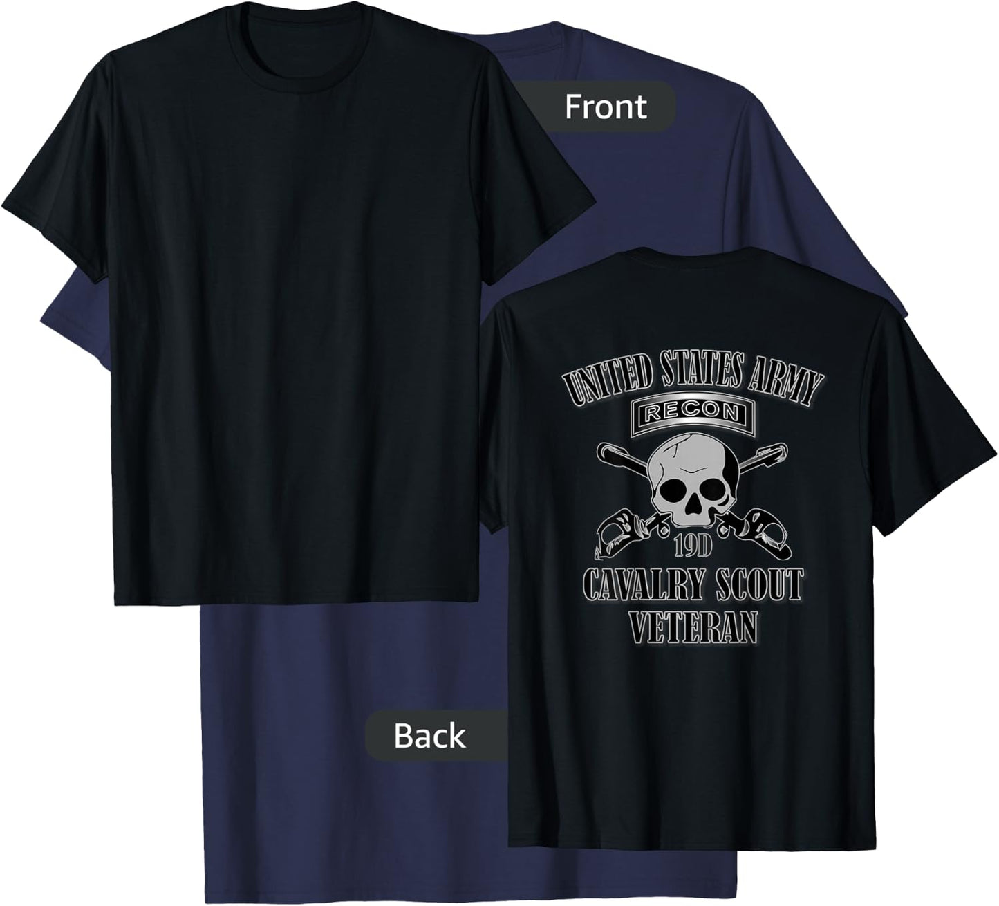 U.S. Army Cavalry Scout Veteran (Back Design) T-Shirt - T-Shirt | Navy