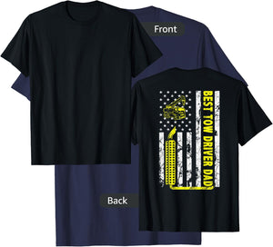 Best Tow Truck Driver Dad Ever American Flag gift Towing Dad T-Shirt - T-Shirt | Navy