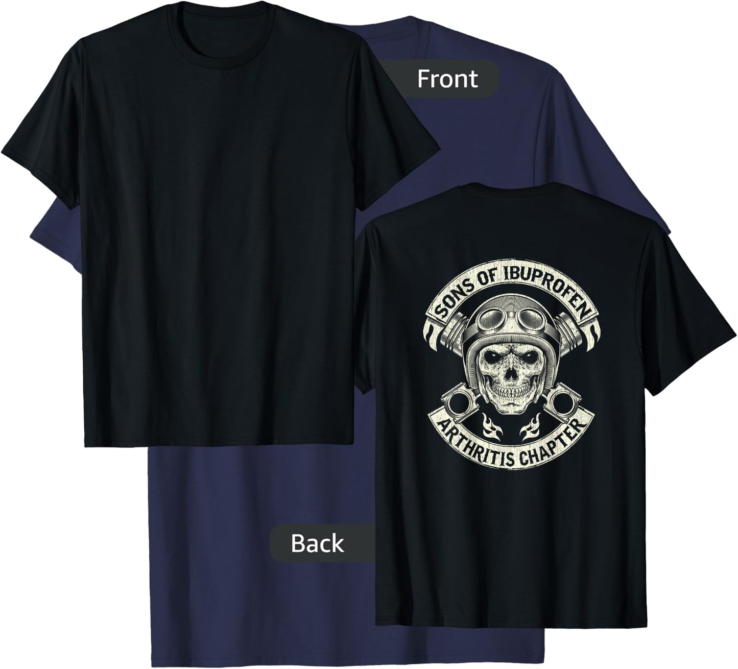 BACK PRINT Vintage Son of Ibuprofen Funny Biker T-Shirt - T-Shirt | Navy
