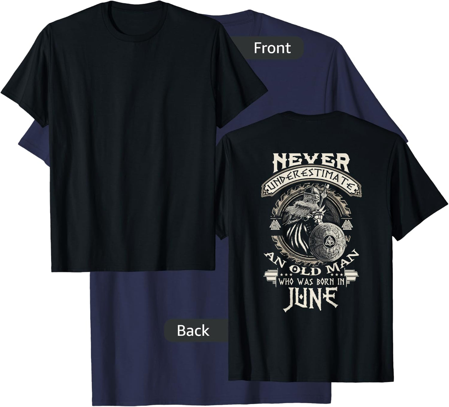 Never Underestimate Old Man Born In June Birthday T-Shirt - T-Shirt | Navy