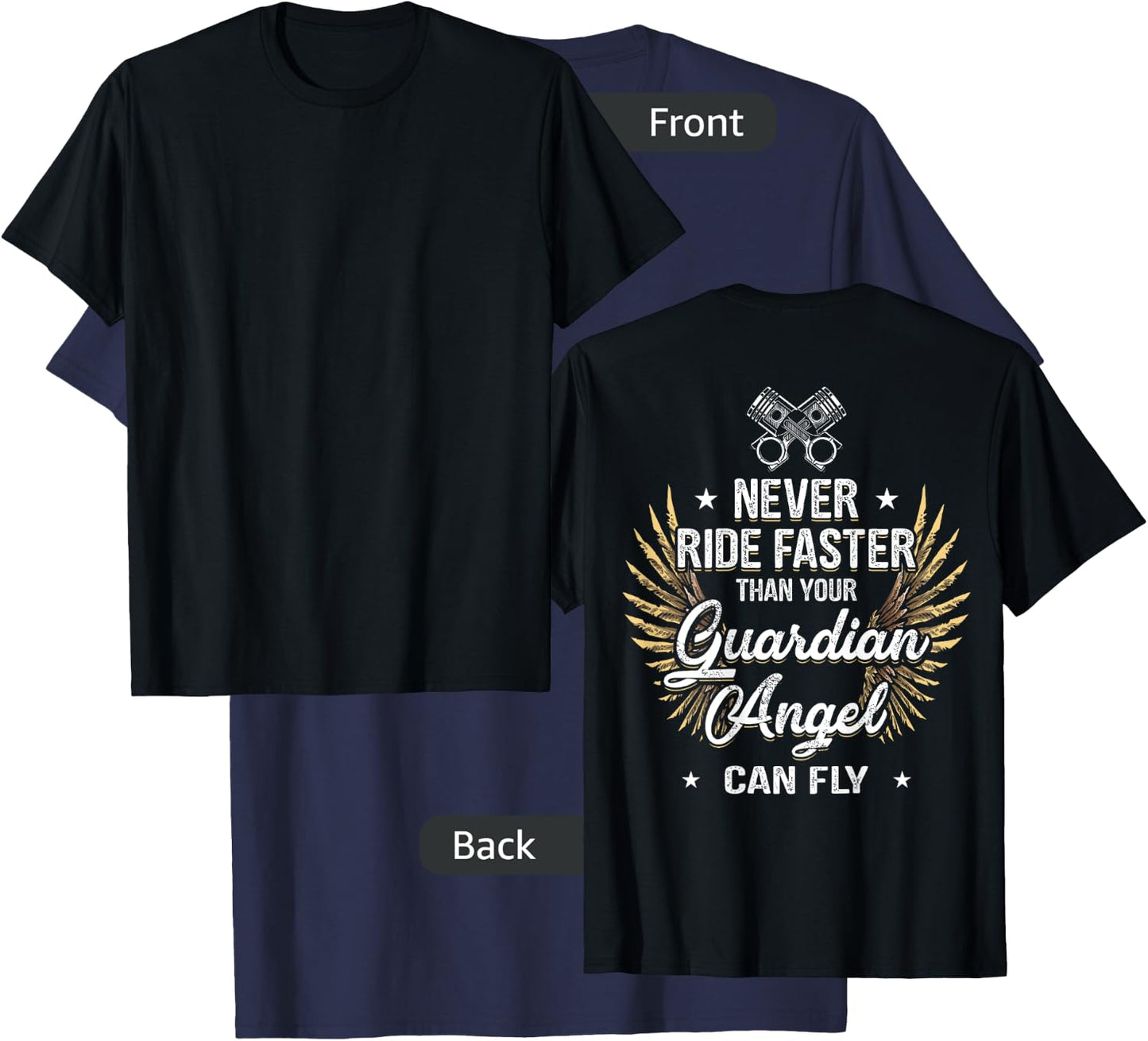 Motorcycle Biker Bell Guardian Angel Christian Biker Prayer T-Shirt - T-Shirt | Navy