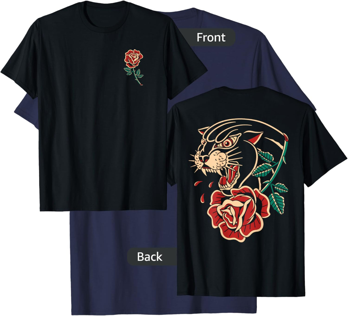 Panther Rose Traditional Tattoo Artist Tattoo Ink Old School T-Shirt - T-Shirt | Navy