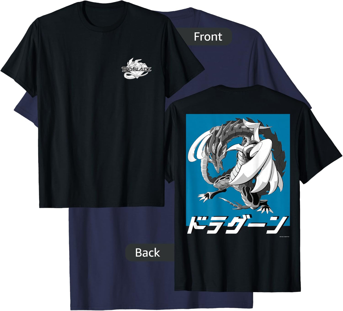 Beyblade Dragoon Monochrome T-Shirt - T-Shirt | Navy