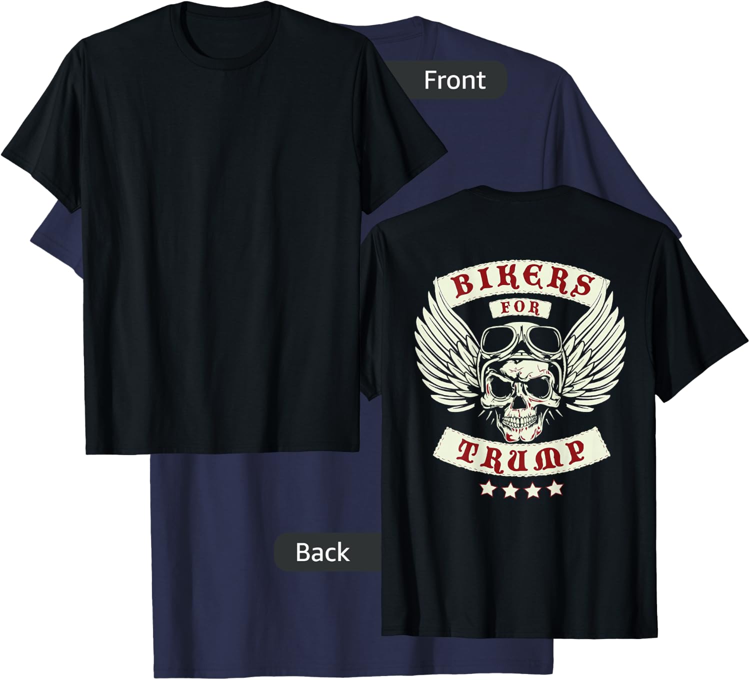 Bikers For Trump | Motorcycle Trump (Design on Back) T-Shirt - T-Shirt | Navy