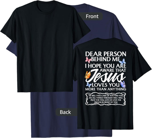 Dear Person Behind me Christian and Jesus Faith (Backprint) T-Shirt - T-Shirt | Navy