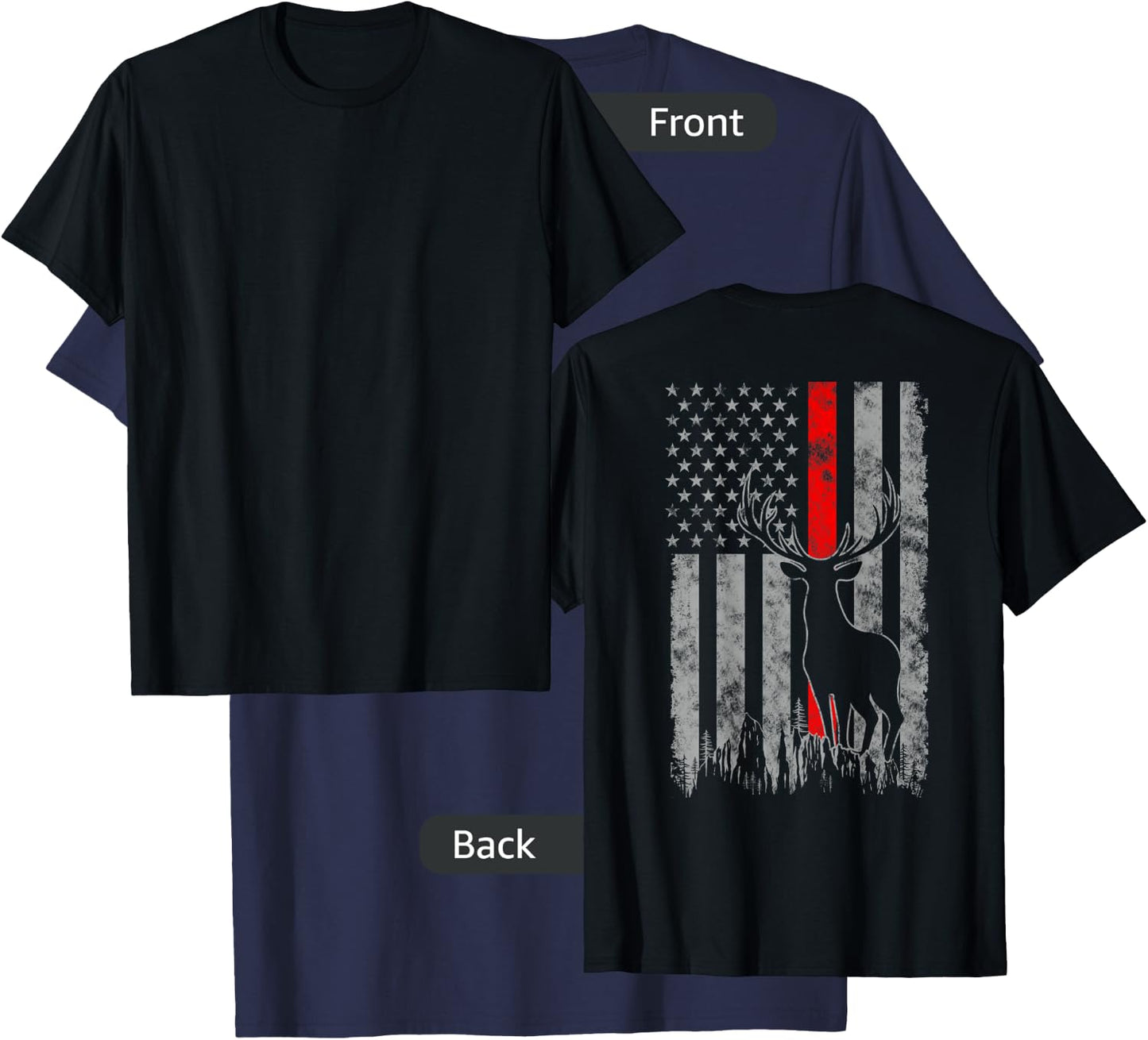 Thin red line whitetail deer hunting flag T-Shirt - T-Shirt | Navy