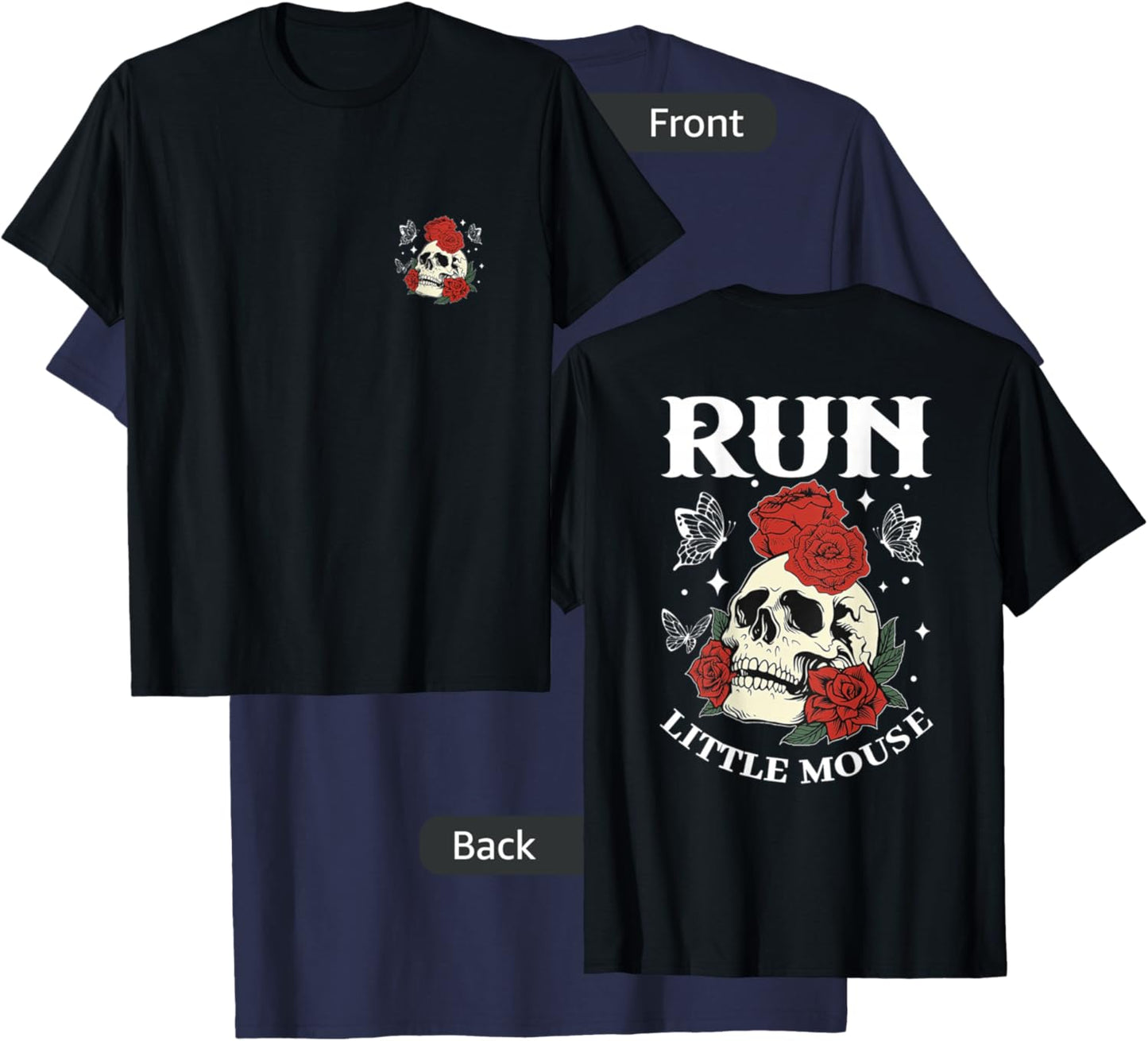 Run Little Mouse, Smut Reader - Front and Back T-Shirt - T-Shirt | Navy