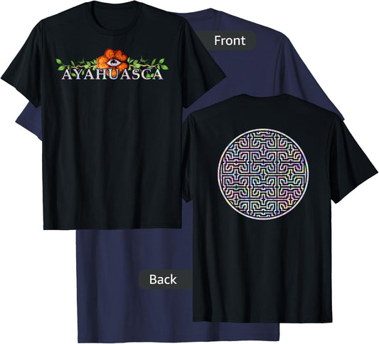 2 SIDED AYAHUASCA Shipibo Sacred Geometry DMT Shirt T-Shirt - T-Shirt | Navy