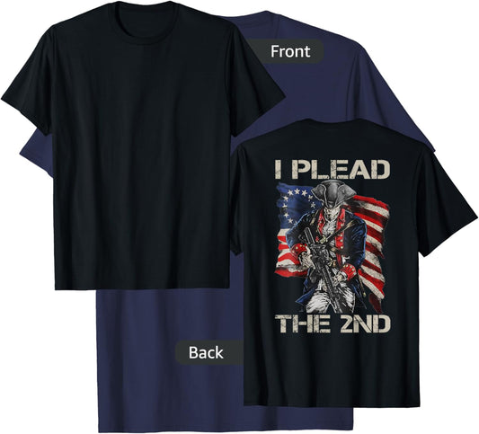 I Plead The 2nd Amendment Soldier USA Pro Gun Rights (BACK) T-Shirt - T-Shirt | Navy
