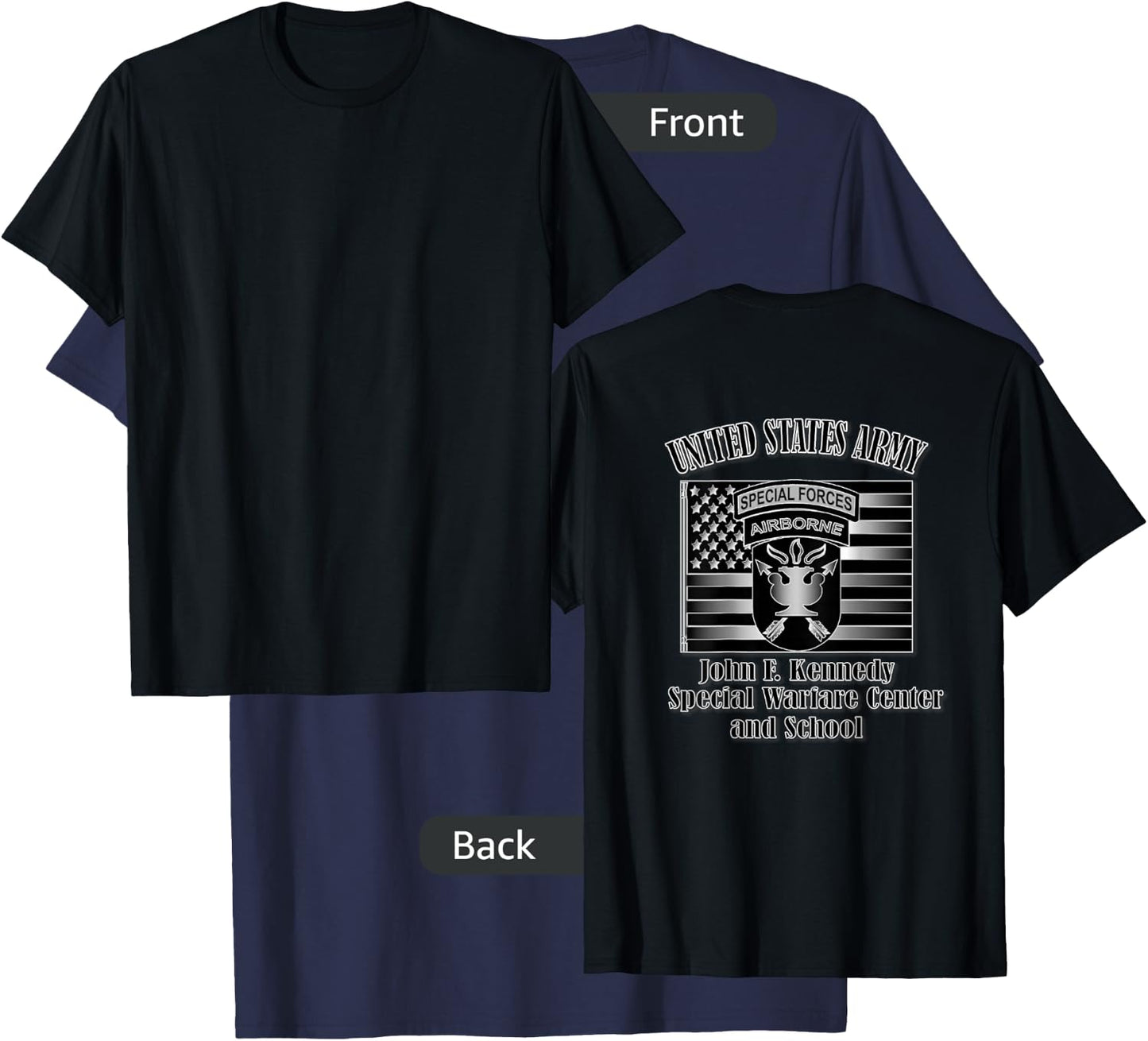 J.F.K. Special Warfare Center and School (Back Design) T-Shirt - T-Shirt | Navy