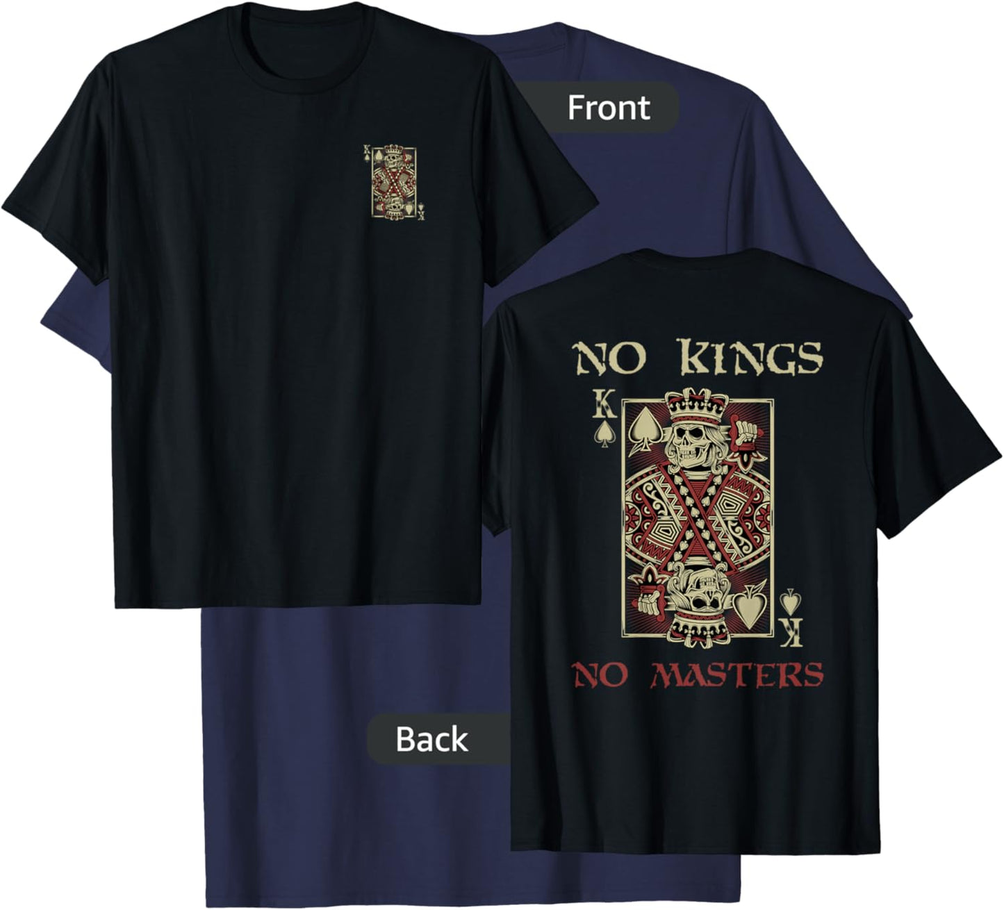 NO KINGS. NO MASTERS Defiant Autonomous Bold Free T-Shirt - T-Shirt | Navy