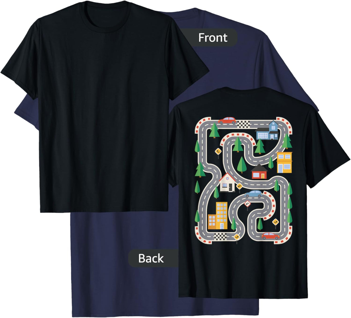 Cool Playmat Race Car Track On Back Dad Race car Mat T-Shirt - T-Shirt | Navy