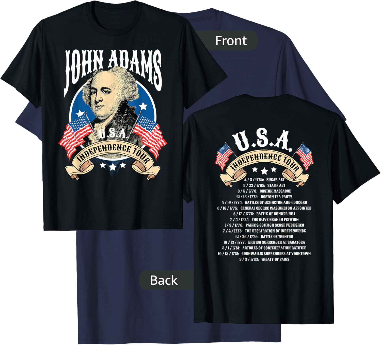 John Adams Shirt USA Independence Tour T-Shirt - T-Shirt | Navy