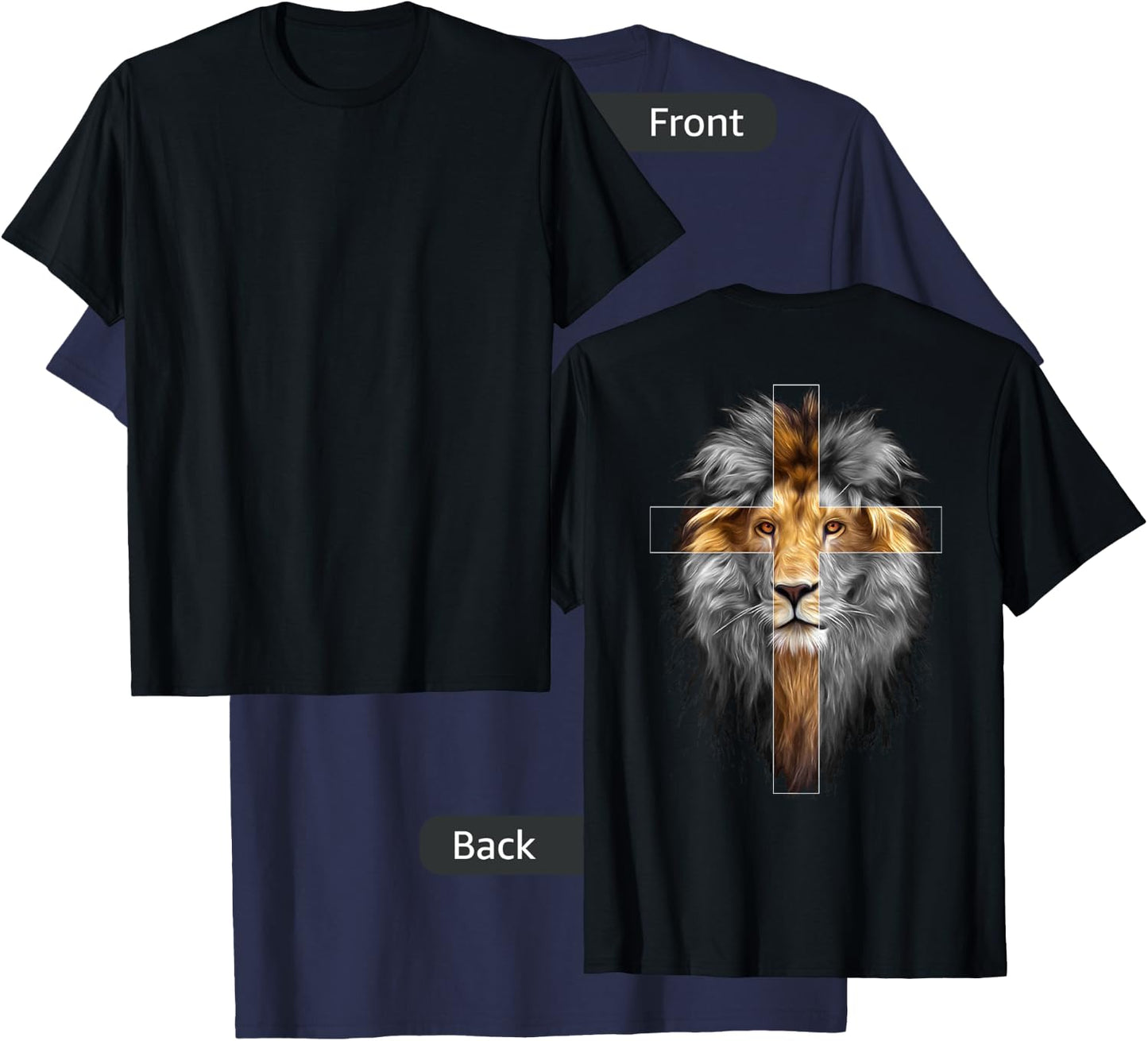 Jesus Lion of Judah Back Side T-Shirt - T-Shirt | Navy