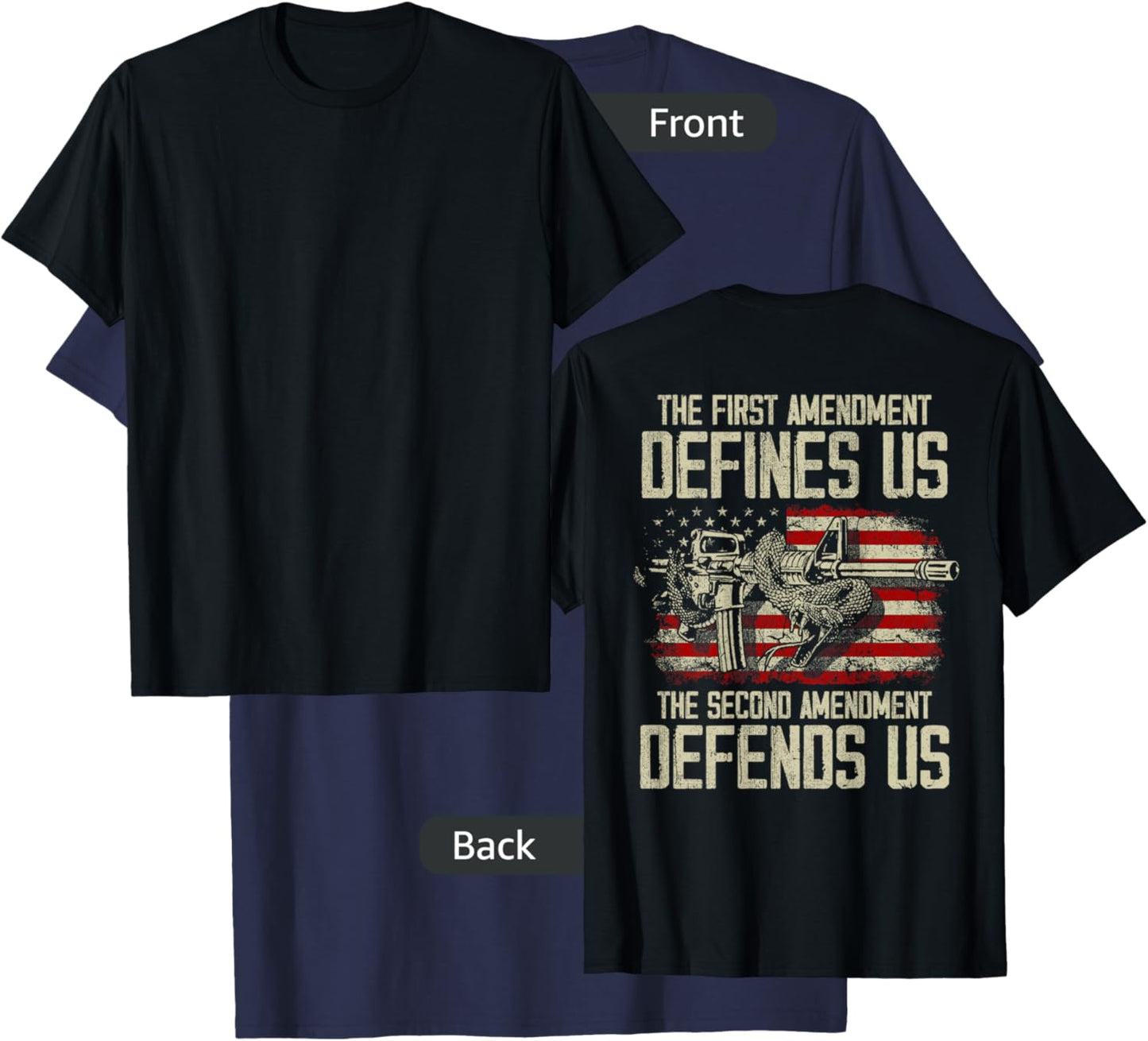 The First Amendment defines us American Flag (On Back) T-Shirt - T-Shirt | Navy