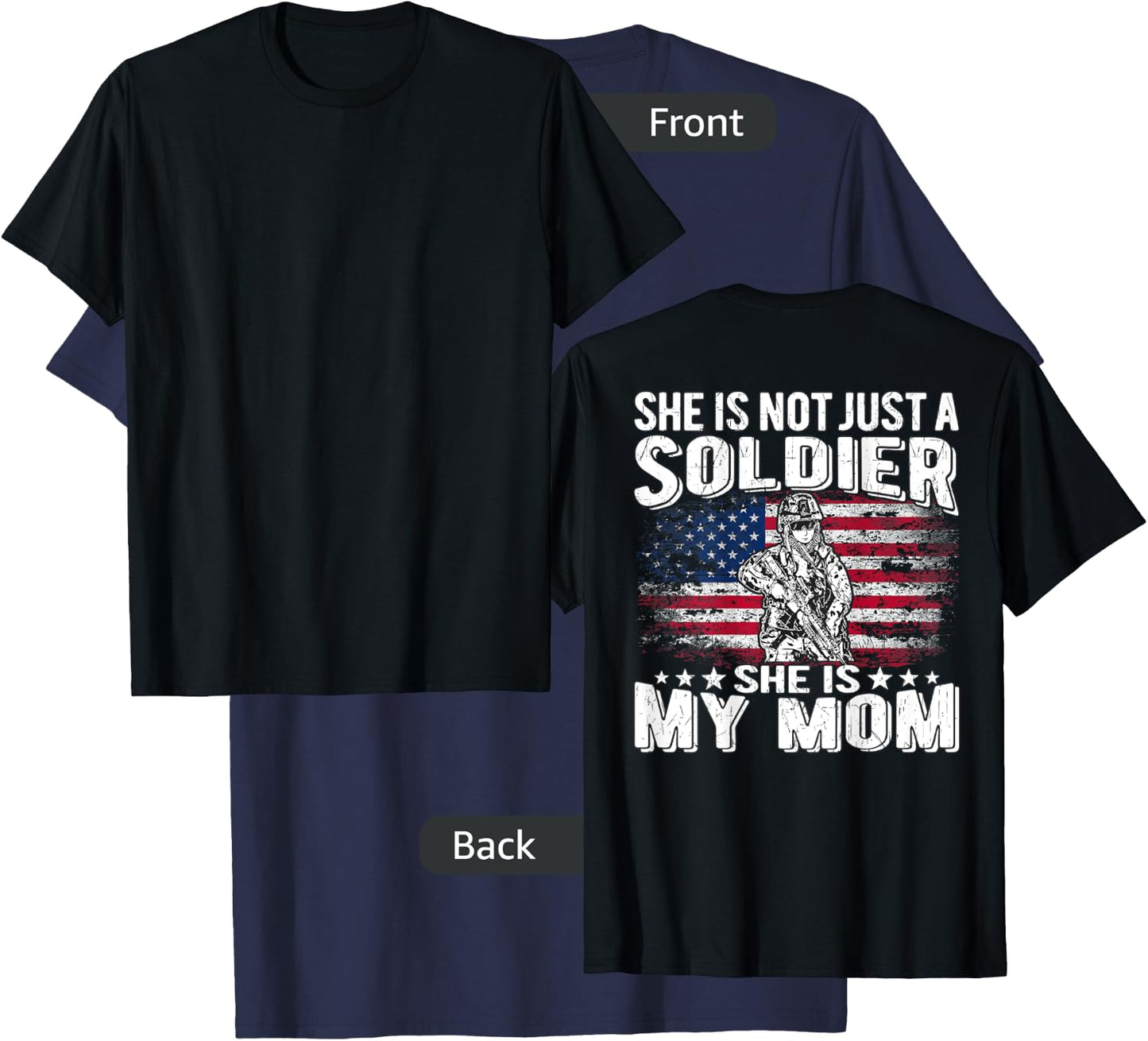 My Mom Is A Soldier - Patriotic Proud Military Son Daughter T-Shirt - T-Shirt | Navy