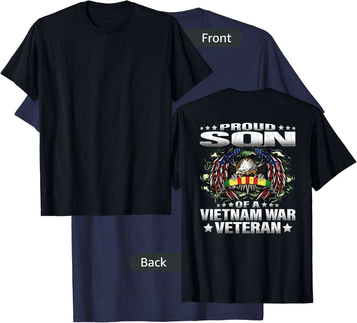 Proud Son Of A Vietnam War Veteran Military Vet's Child Gift T-Shirt - T-Shirt | Navy