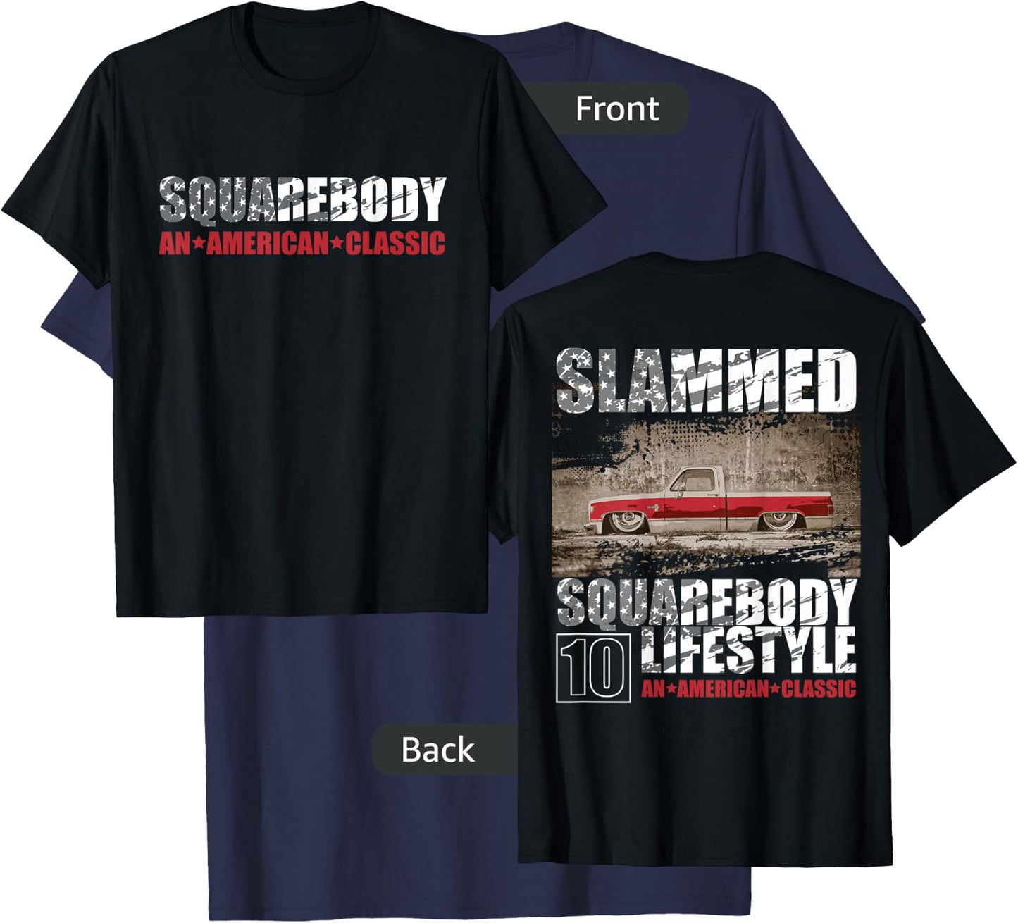Squarebody C10 SLAMMED, Square body Lifestyle, C10 Truck T-Shirt - T-Shirt | Navy