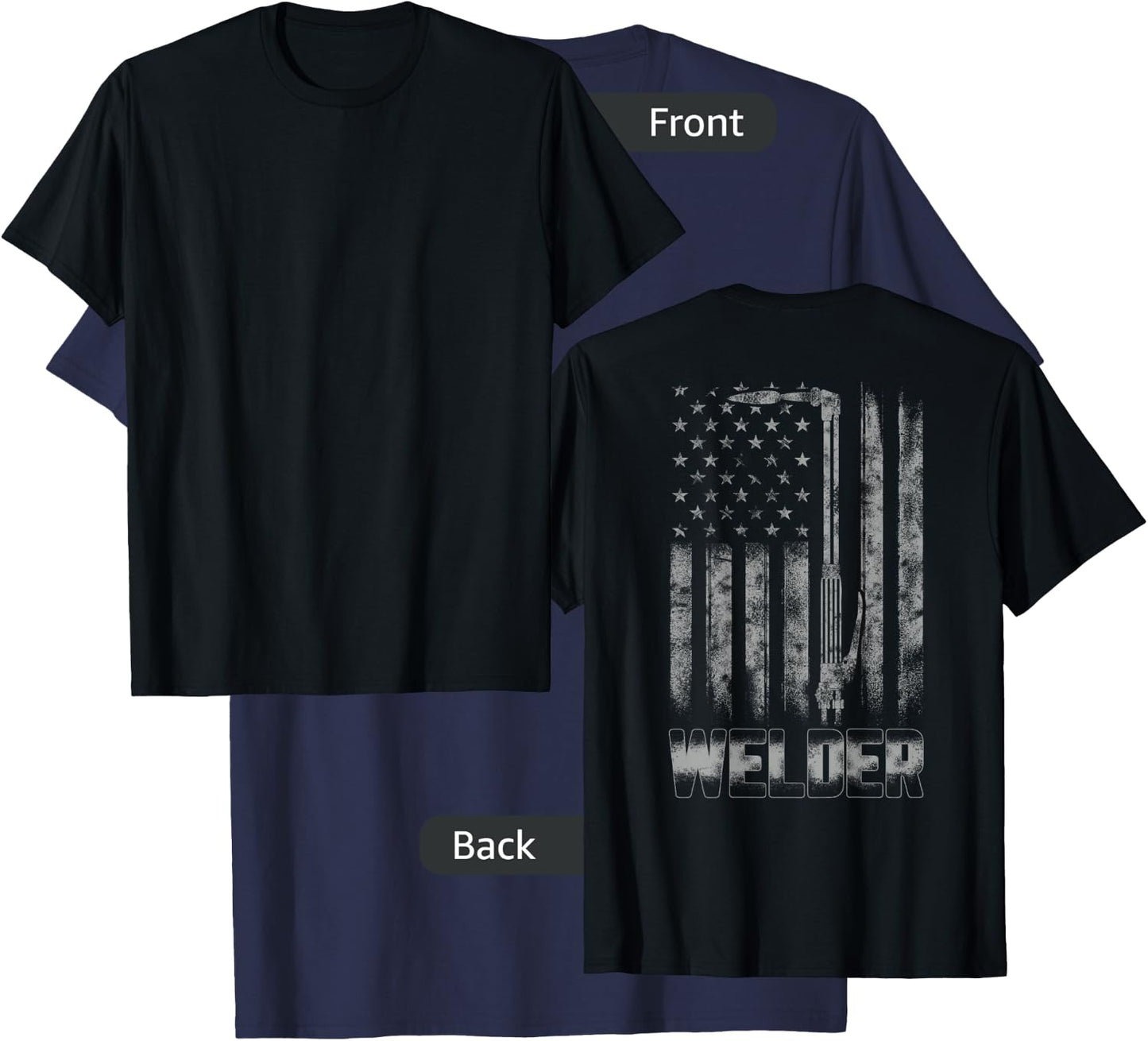 Distressed Welder American flag shirt USA Patriotic Welder T-Shirt - T-Shirt | Navy