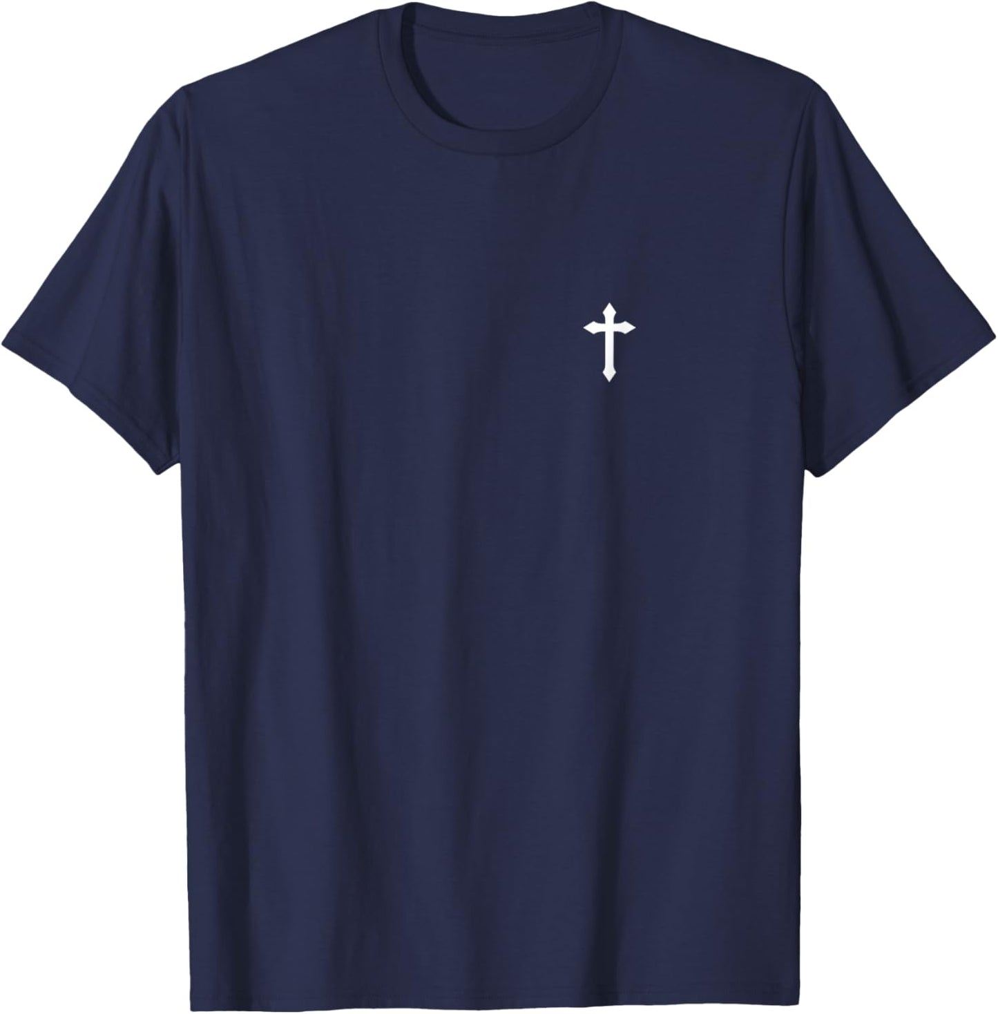 Christian Christ Cross Left Chest T-Shirt - T-Shirt | Navy