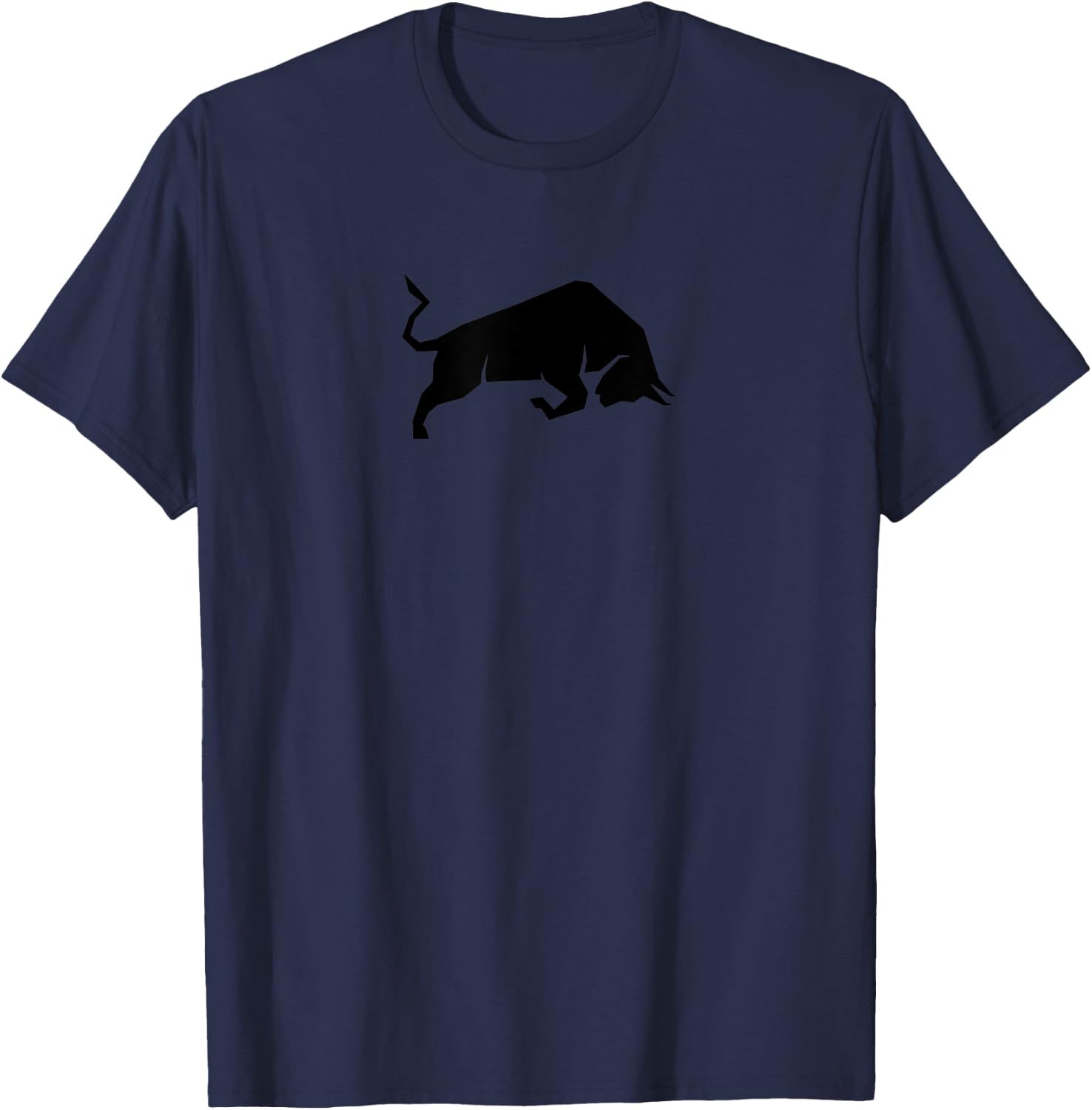 Geometric Bull Charging Logo (black) - Workout and exercise T-Shirt - T-Shirt | Navy