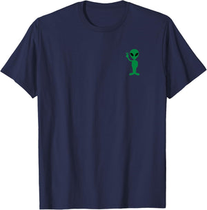 I Come in Peace Green Alien Peace Sign Design T-Shirt - T-Shirt | Navy
