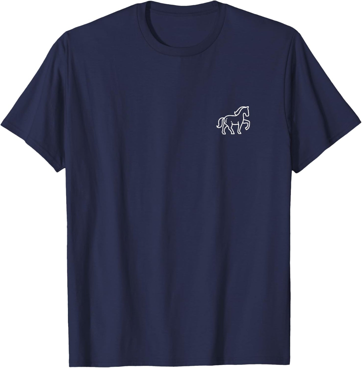 Horse Animal Badge Patch Line Art Icon Outline Gift T-Shirt - T-Shirt | Navy