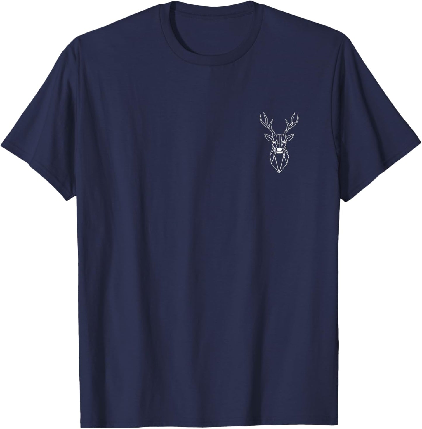 Deer polygon breast pocket print hunter antlers deer buck T-Shirt - T-Shirt | Navy
