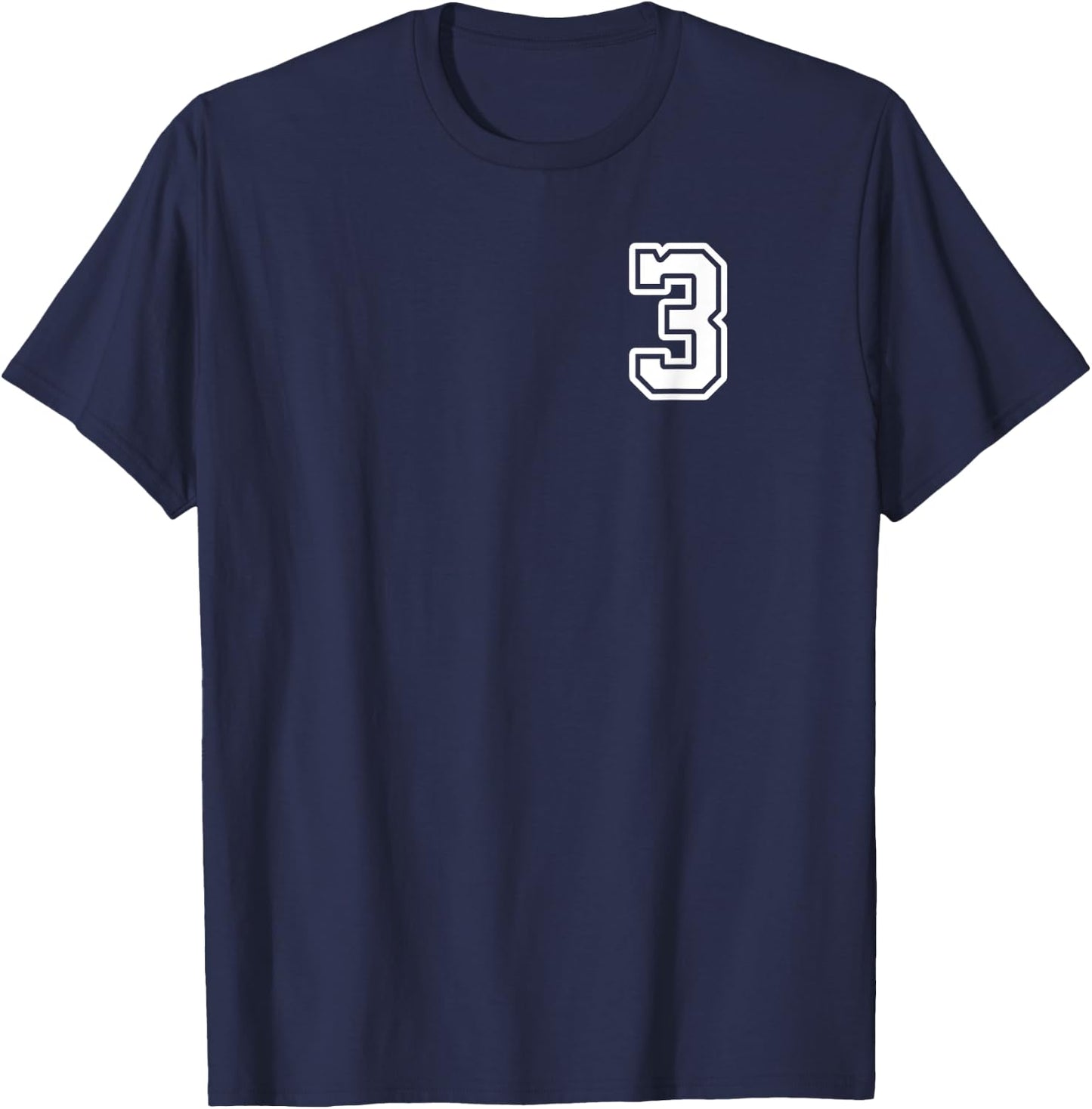 Number 3 Shirt #3 Player Sports Team Men Women Kids T-Shirt - T-Shirt | Navy