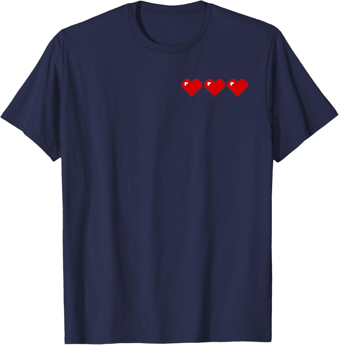 Retro Pixel Hearts T-Shirt - T-Shirt | Navy
