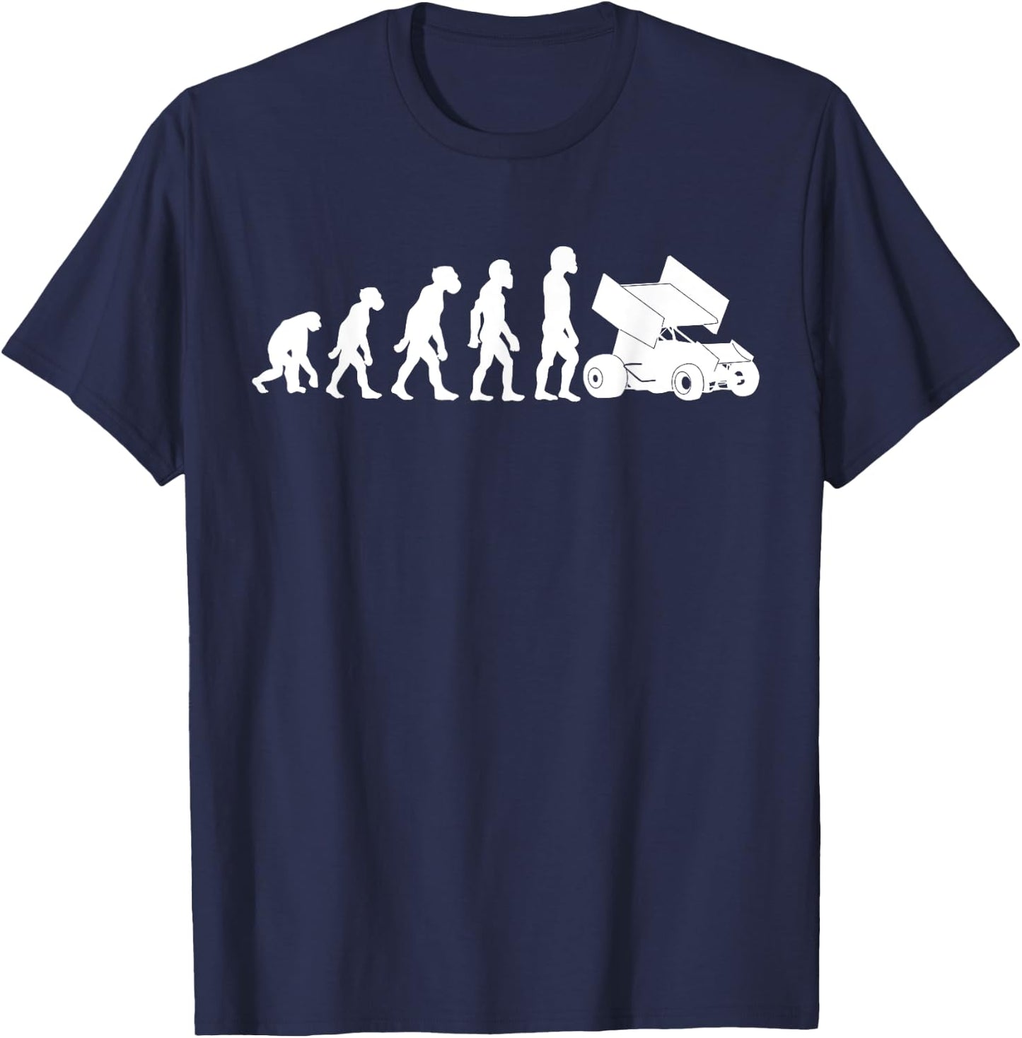 Funny Human Sprint Car Racing Evolution Dirt Track Racer T-Shirt - T-Shirt | Navy