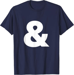 Helvetica Display Black (White) Italic Ampersand Logotype T-Shirt - T-Shirt | Navy