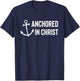 Anchored In Christ Christian Faith Deluxe T-Shirt - T-Shirt | Navy