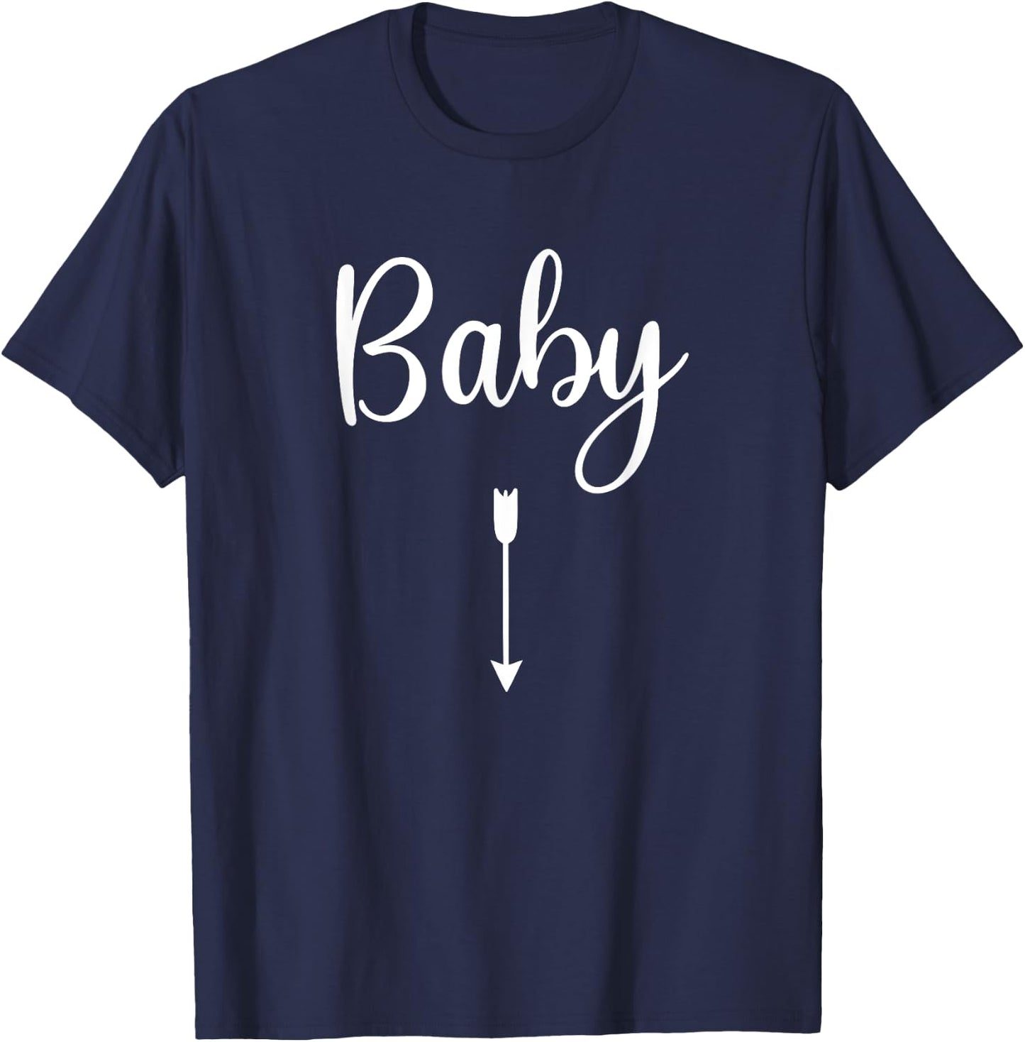 Baby with Arrow Pointing Down to Belly Matching Pregnancy T-Shirt - T-Shirt | Navy